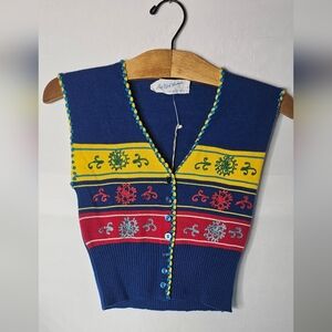 Vtg Saks Fifth Avenue “The Young Circle” Kids Knit Sweater Vest Colorblock 6/7